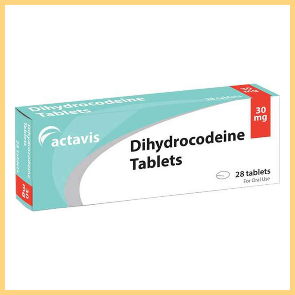 A box of Actavis Dihydrocodeine Tablets with 30 mg dosage indication, containing 28 tablets.